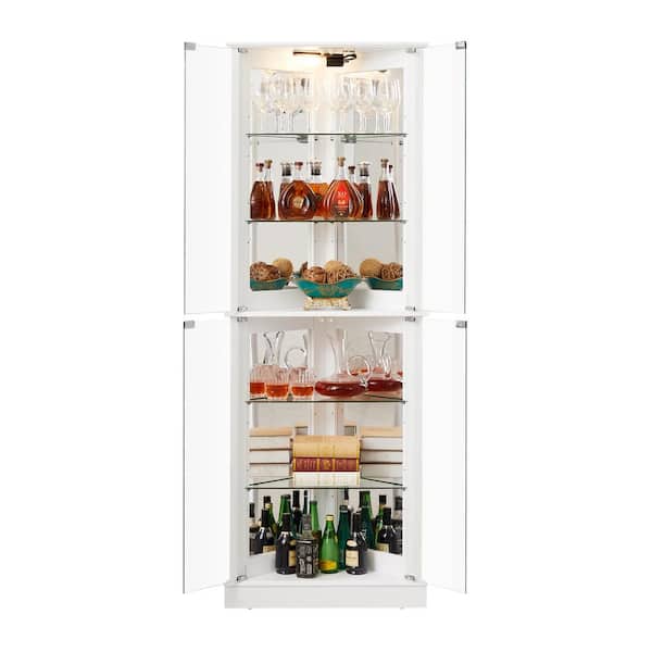 Unbranded White 26 in. Width Dining Cabinet Corner Display Cabinet