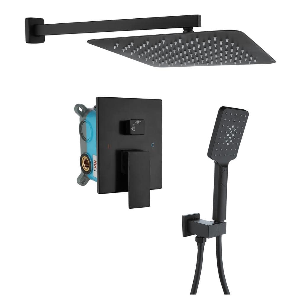 Single-Handle 1-Spray Square High Pressure Shower Faucet with 10 in. Shower Head in Matte Black (Valve Included) price history on PriceWatchPro