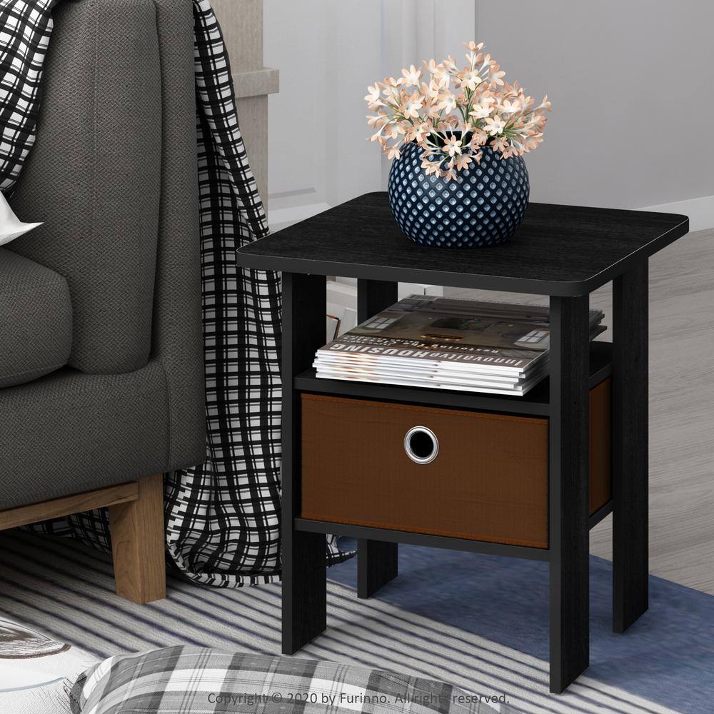 Americano Medium Brown Particle Board End Table Set with Storage