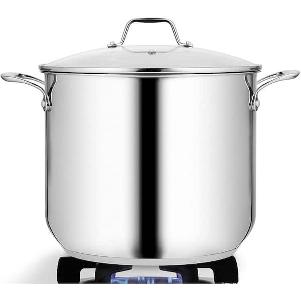 NutriChef 19 qt. Stainless Steel Cookware Stock Pot Heavy Duty Induction Pot Soup Pot with Lid