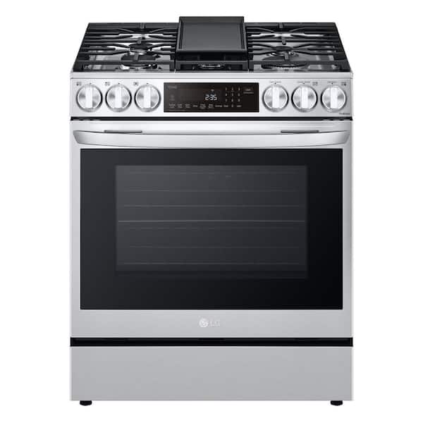LG 6.3 cu. ft. 30 in Smart ProBake Slide-in Dual Fuel Range with Gas Stove and Electric Oven in PrintProof Stainless Steel