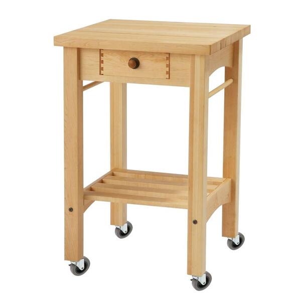 Snow River Maple Kitchen Cart With Shelf