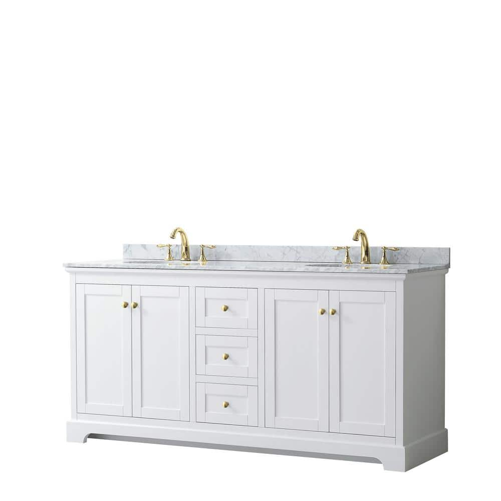 Have A Question About Wyndham Collection Avery 72 In. W X 22 In. D X 35 In. H Double Sink Bath Vanity In White With White Carrara Marble Top? - The Home Depot