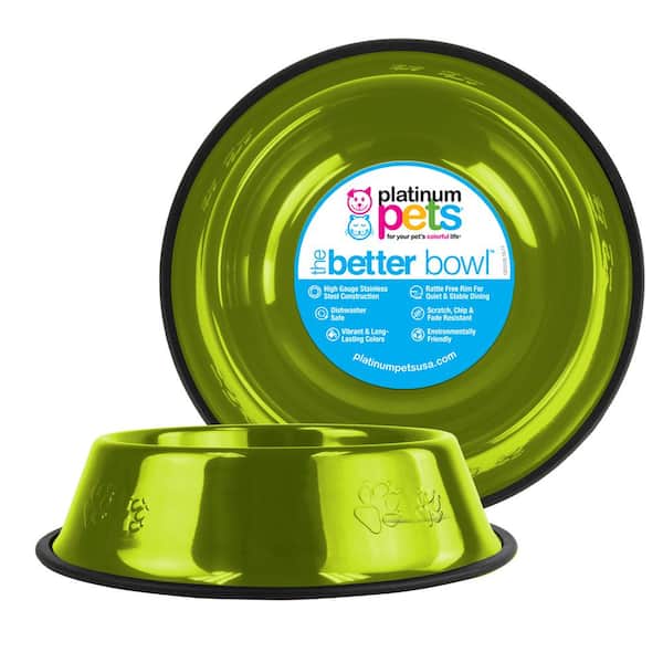 Platinum Pets Embossed Non-Tip Stainless Steel Cat/Dog Bowl, Corona Lime