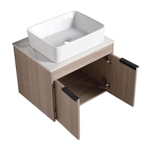 23.6 in. W x 18.9 in. D x 23.3 in. H White Oak Bathroom Vanity with White Engineered Stone Top and Ceramic Basin