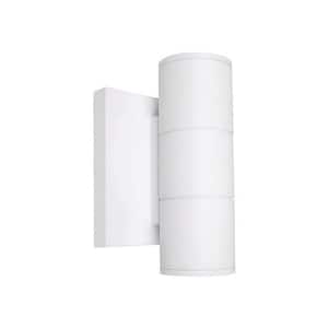 Architectural White Indoor/Outdoor Hardwired Cylinder Sconce with Integrated LED