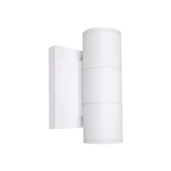 SATCO Architectural White Indoor/Outdoor Hardwired Cylinder Sconce with Integrated LED