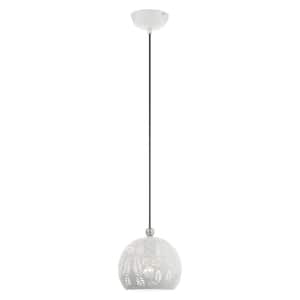 Chantily 1 Light White with Brushed Nickel Accents Pendant
