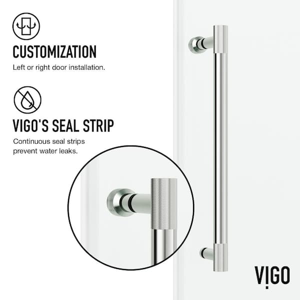 Elan Cass Aerodynamic 48 to 52 in. W x 76 in. H Sliding Frameless Shower Door in Stainless Steel with 10mm Clear Glass