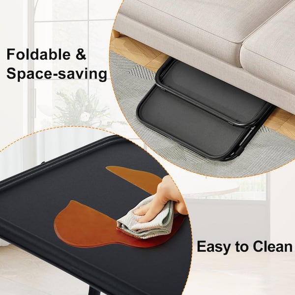 Homy Casa BASELI BLACK 27.7 in. Plastic Modern Rectangle Folding