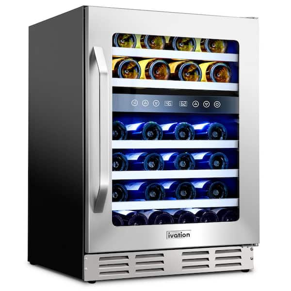 Ivation 24 in. 46-Bottle Dual Zone Compressor Built-in Wine and Beverage Cooler