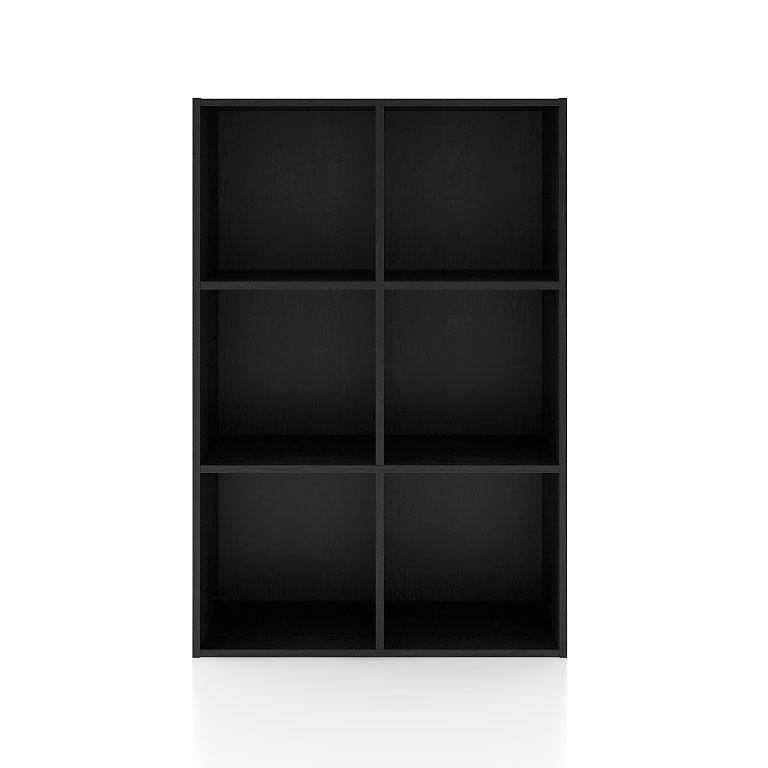 Black 6-Cube Stackable Wood Modular Bookcase