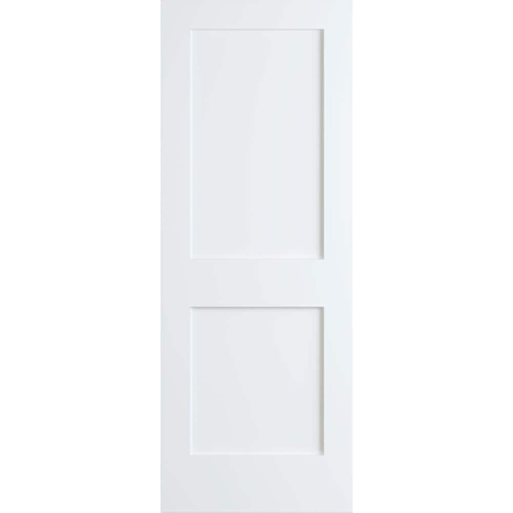 36 in. x 84 in. 2 Panel Shaker Primed Wood Sliding Barn Door with ...