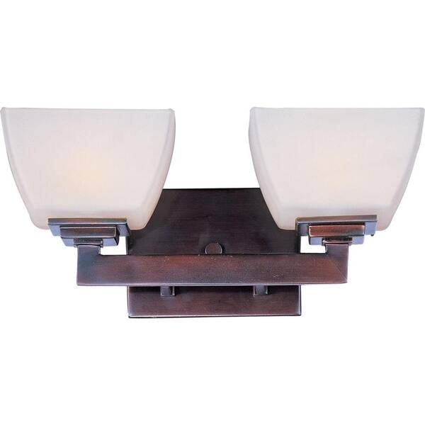 Oriax 2-Light Oil Rubbed Bronze Bath Vanity with Satin White Glass Shade-DISCONTINUED