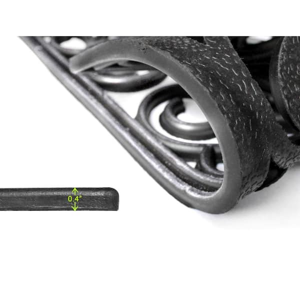 Moulded Vines Half-round Rubber Silver 24in. x 36in. Rubber Door Mat