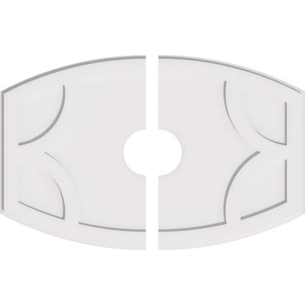 Ekena Millwork 38 in. W x 25-3/8 in. H x 6 in. ID x 1 in. P Kailey Architectural Grade PVC Contemporary Ceiling Medallion (2-Piece)