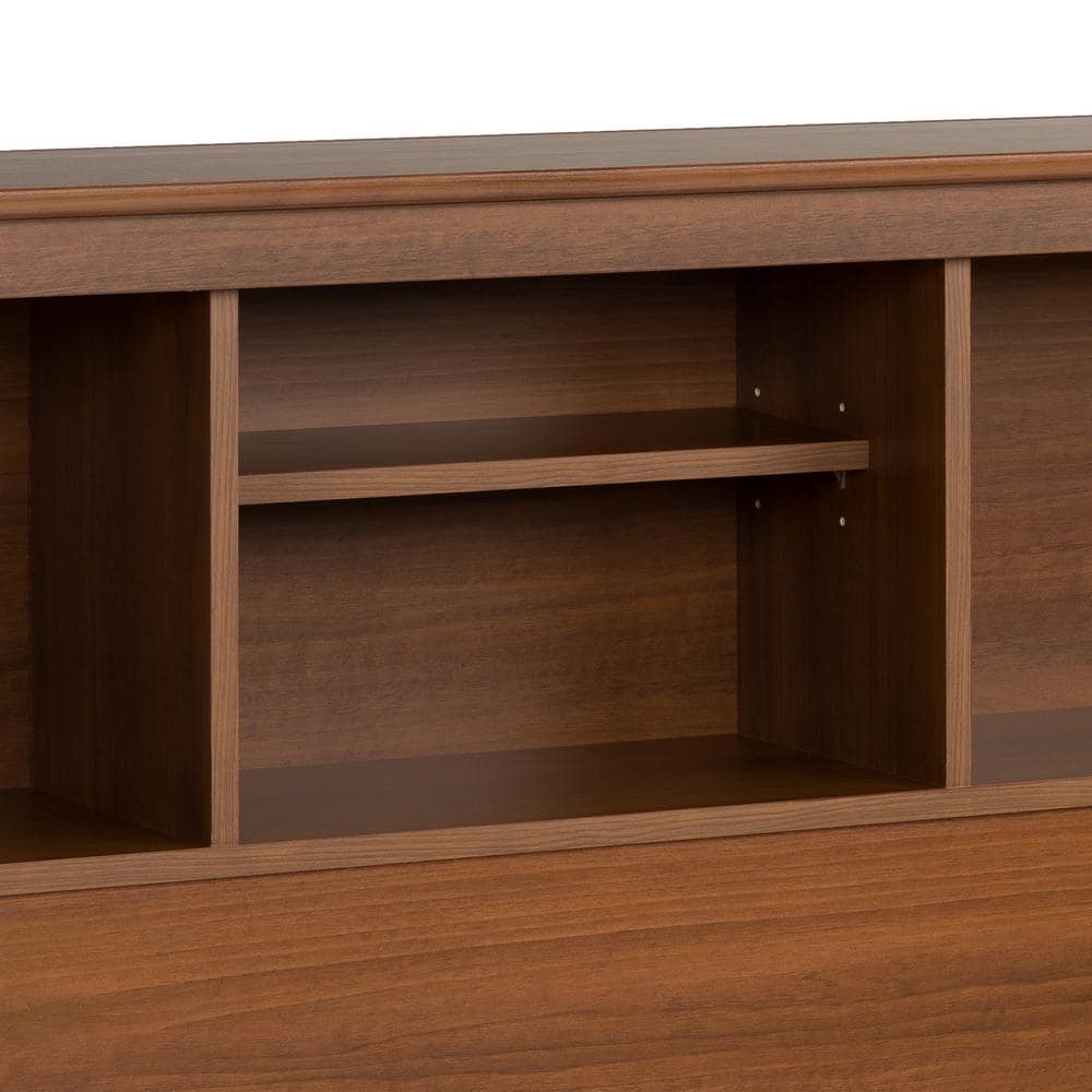 Full/Queen Cherry Wood Bookcase Headboard with Storage