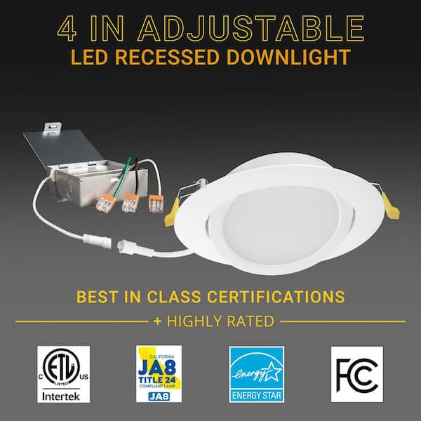 NUWATT 6 Pack, 4 Inch Ultra-Thin Recessed LED Lights Brushed Nickel, 5CCT 2700K/3000K/3500K/4000K/5000K Selectable, 630LM, 9W, IC Rated, Dimmable, Canless Downlight With Junction Box, Energy Star, ETL