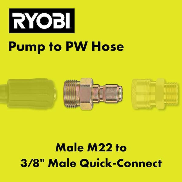 YINETTECH 2 stuks messing hogedrukreiniger koppeling 3/8 inch NPT mannelijk naar M22 14 mm mannelijke adapter fitting 4500 PSI externe draad hogedrukreiniger slang connector converter