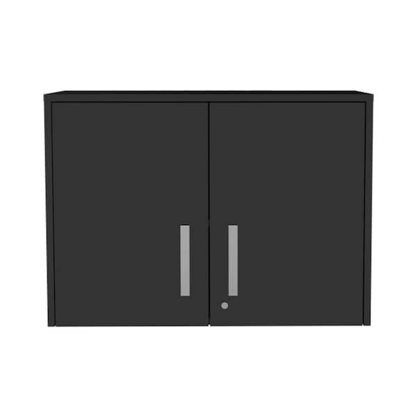 Unbranded 27.56 in. W x 15.98 in. D x 19.69 in. H 2-Door Rectangle Bathroom Storage Wall Cabinet in Black