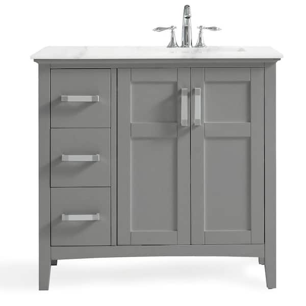 Simpli Home Winston 36 In Right Offset, How Thick Should A Bathroom Vanity Top Be