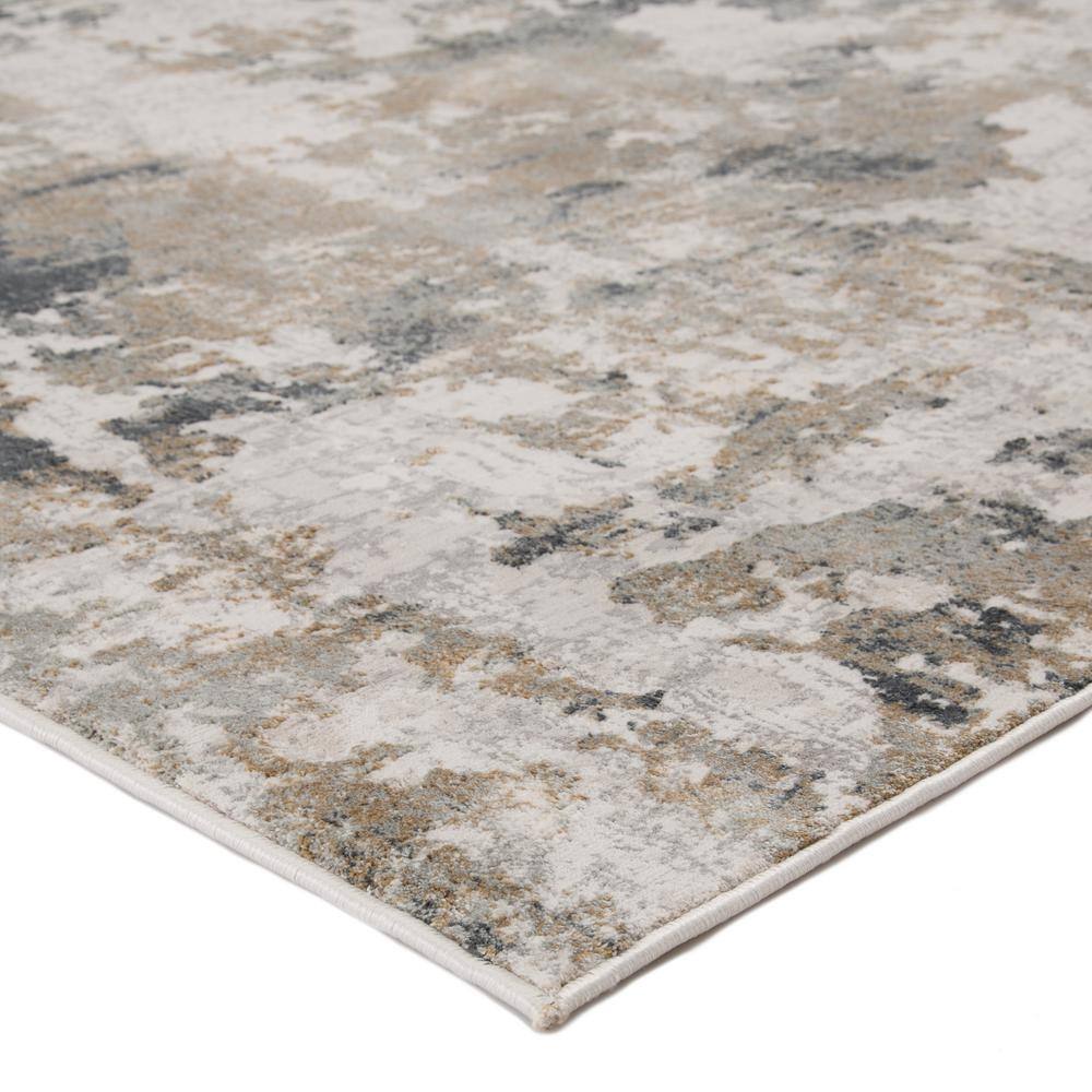 Gray and Ivory Abstract 9' x 12' Viscose Area Rug
