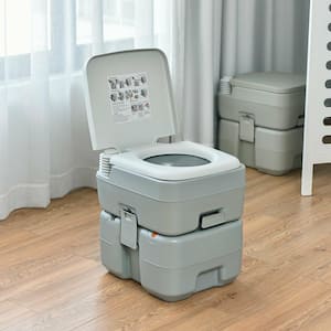 5.3 Gal. Gray Portable Toilet with Level Indicator
