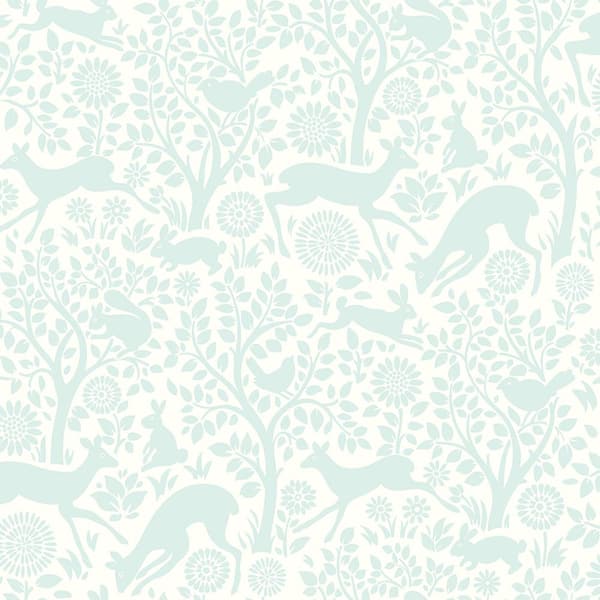 Chesapeake Anahi Aqua Forest Fauna Aqua Paper Strippable Roll (Covers 56.4 sq. ft.)