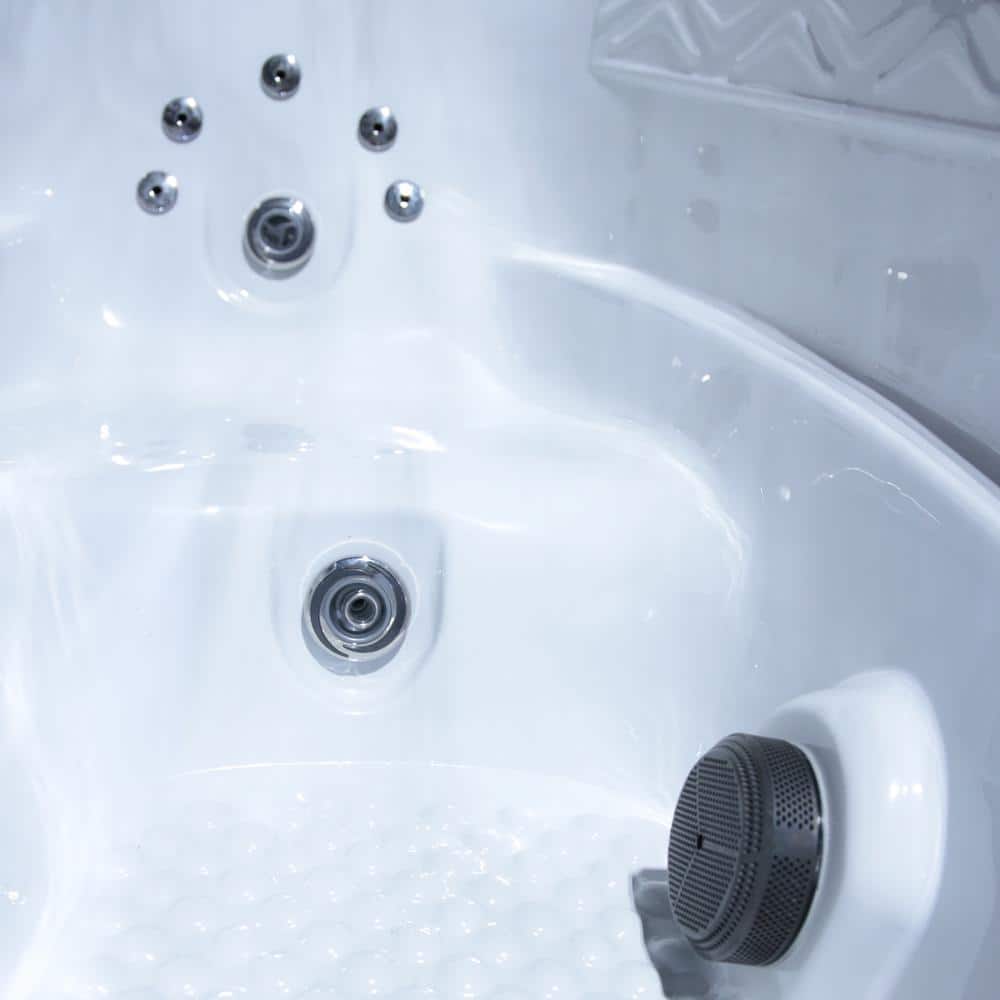 Gray Oval 2-Person Resin Plug and Play Hot Tub