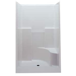 Everyday 60 in. x 35 in. x 76 in. 1-Piece Shower Stall with Right Seat and Center Drain in White