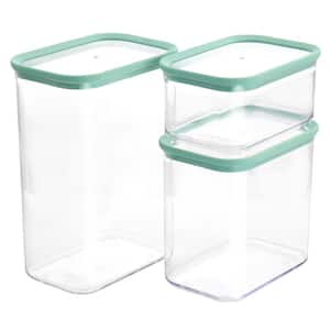 3-Piece Rectangular Plastic Stackable Food Storage Container Set in Mint Green