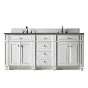 Bristol 72 in. W x 23.5 in.D x 34 in. H Double Bath Vanity in Bright White with Quartz Top in Charcoal Soapstone