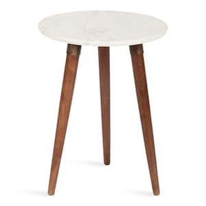 Rumsen 16.00 in. Walnut Brown Round Marble End Table