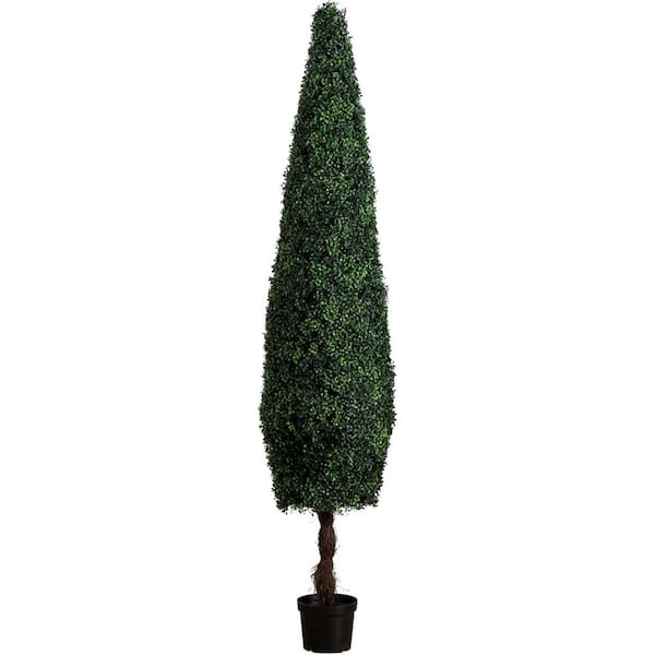 8 ft. Artificial UV Resistant Boxwood Topiary Cone Tree (Indoor/Outdoor)