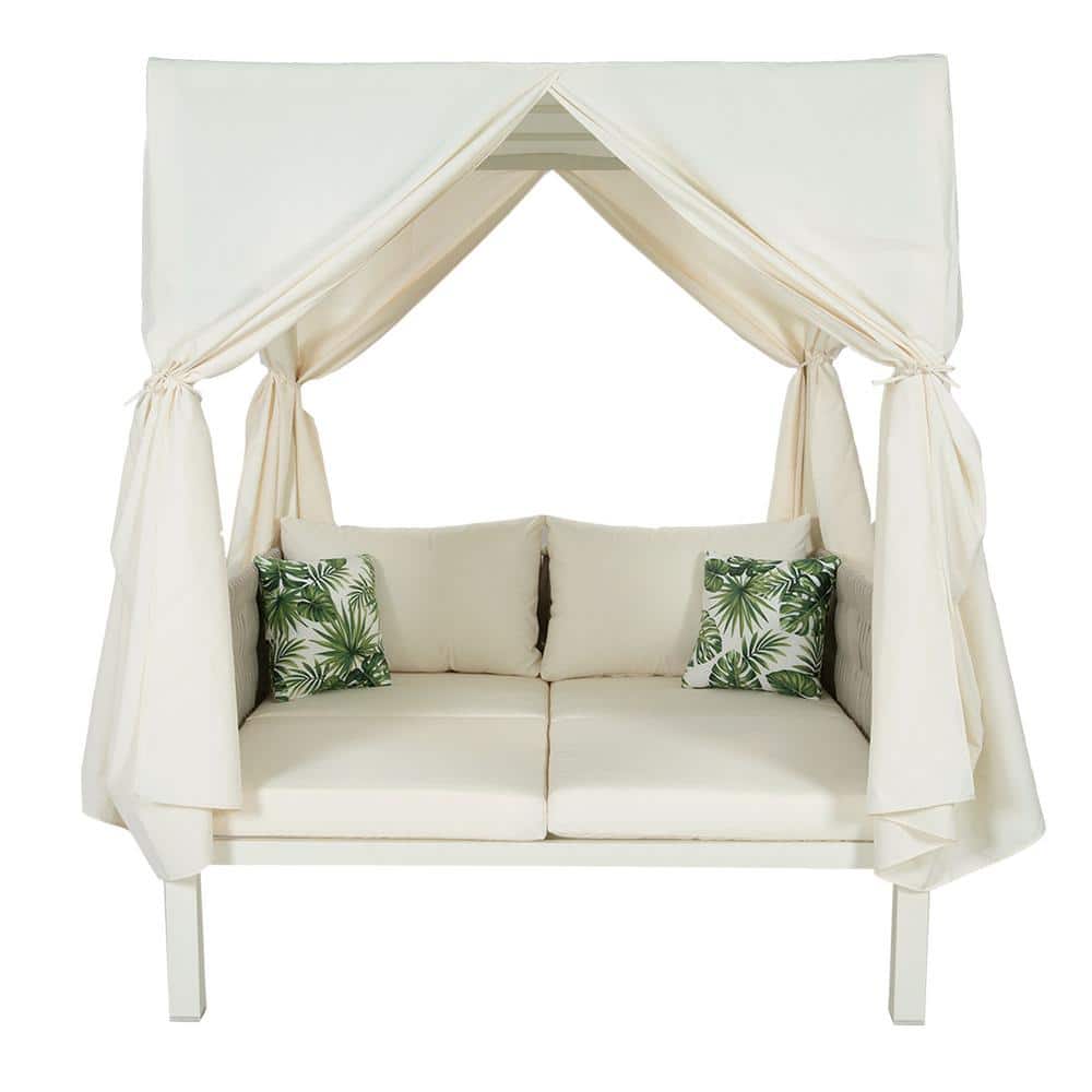 Sling Outdoor Terrace Sofa Bed Lounge Couch with Curtains Suitable for Vari