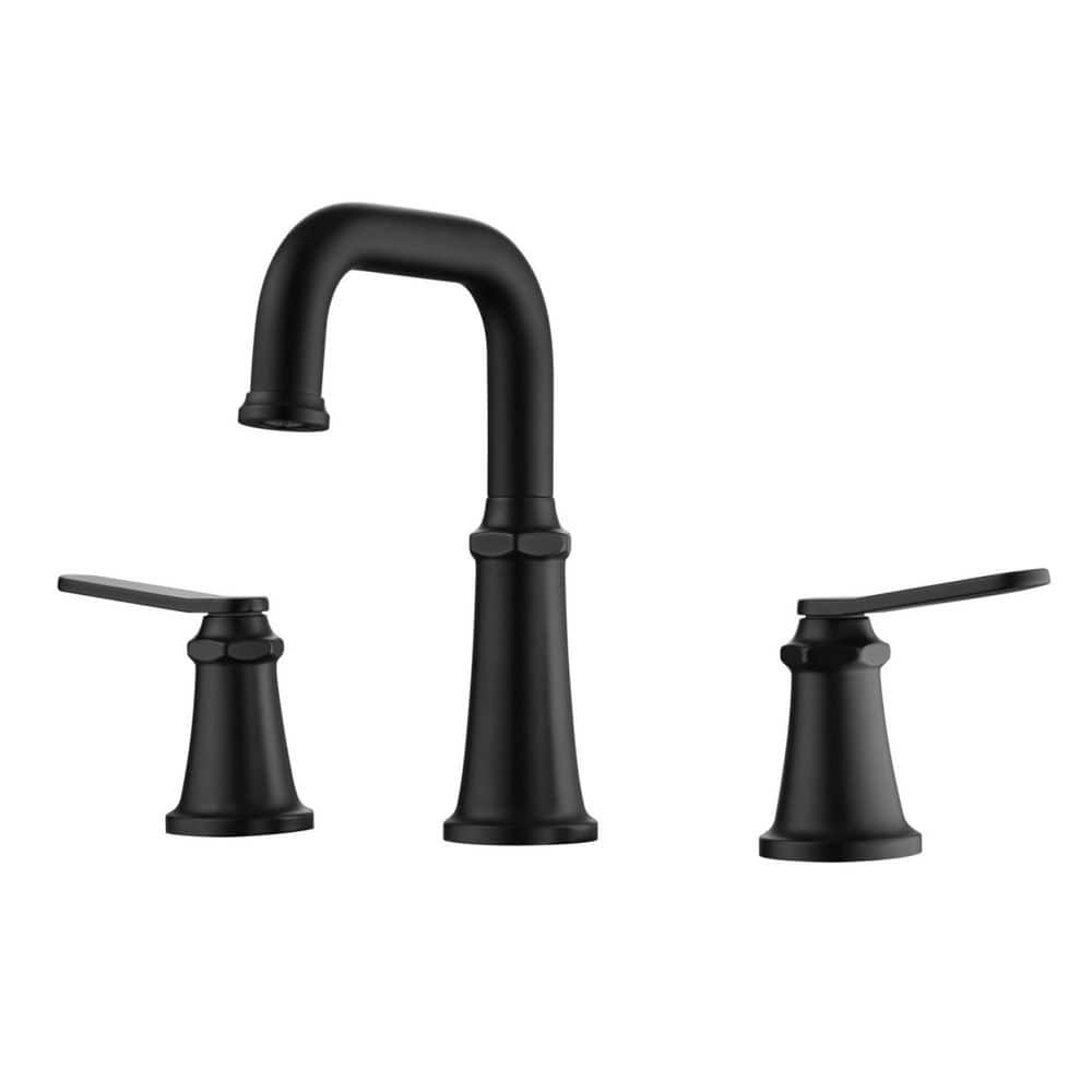 Remeslo 8 in. Widespread Double Handle Lavatory Bathroom Sink Faucet with Drain Assembly in Matte Black price history on PriceWatchPro