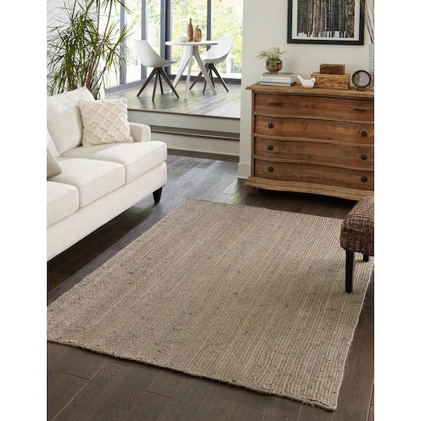 Braided Jute Dhaka Gray 4 ft. 1 in. x 6 ft. 1 in. Area Rug