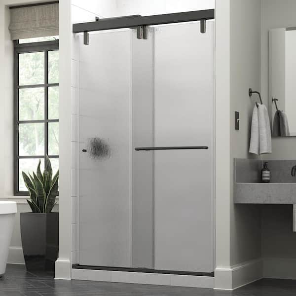 Delta Portman 48 X 71 1 2 In Frameless Mod Soft Close Sliding Shower Door In Bronze With 3 8 In 10mm Rain Glass Sd