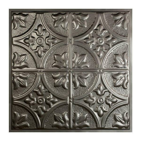 Great Lakes Tin Jamestown 2 ft. x 2 ft. Lay-in Tin Ceiling Tile in Argento