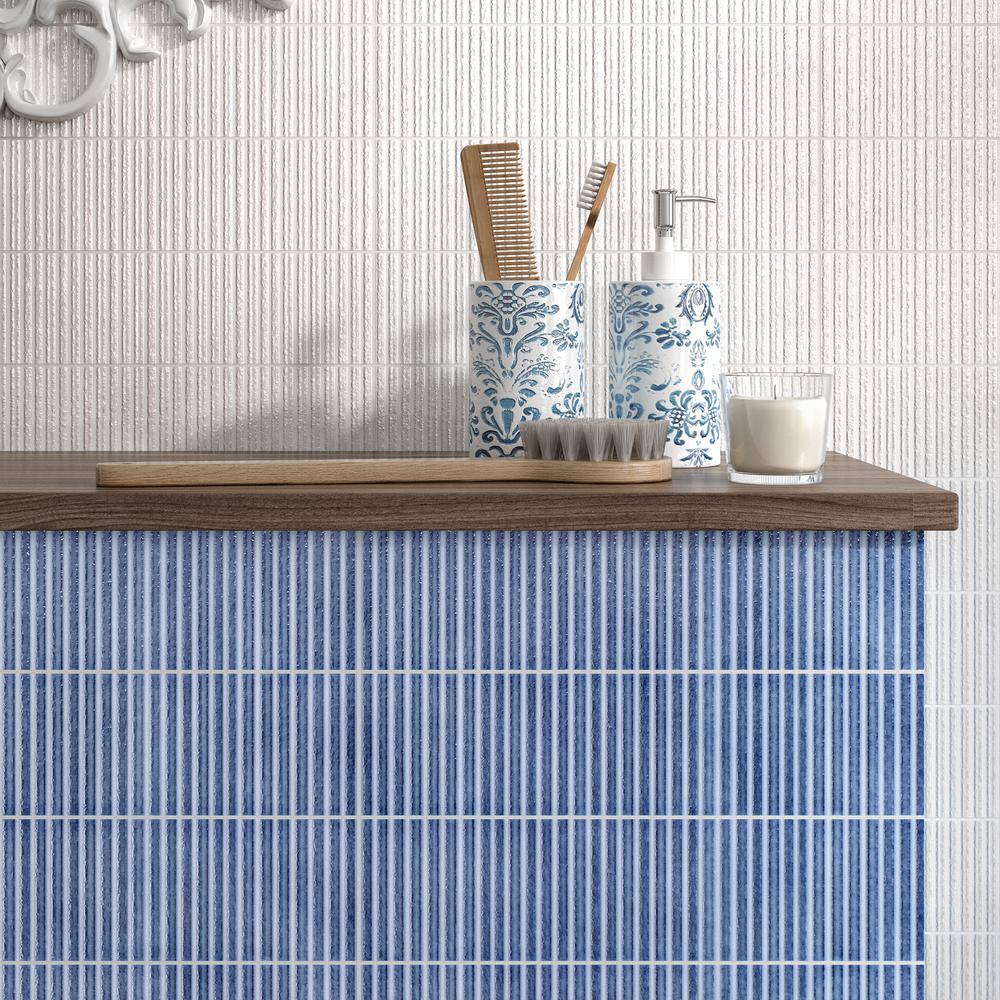 Blue Glossy Ceramic Subway Wall Tile 3" x 12"