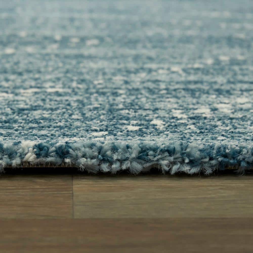 Sienna Blue Geometric 9' x 12' Easy-Care Synthetic Area Rug