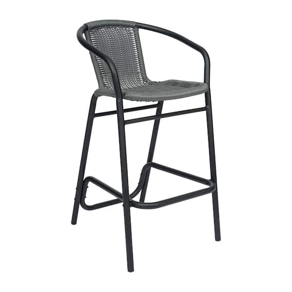 TAYLOR + LOGAN Limoges Gray Metal Outdoor Bar Stool 4-Pack