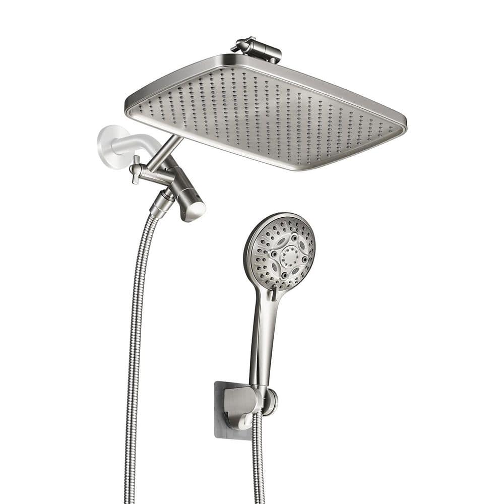 Rainfull 2-in-1 8-spray with 1.8 GPM 12 in. Wall Mount Dual Shower Head and Handheld Shower Head in Brushed Nickel price history on PriceWatchPro