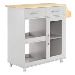 Culinary Kitchen Cart With Spice Rack in Light Gray Natural