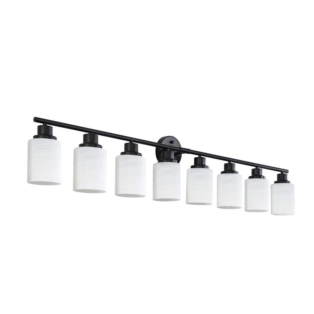 VEVETTA 52 in. Modern 8-Light Bathroom Vanity Light, Frosted White ...