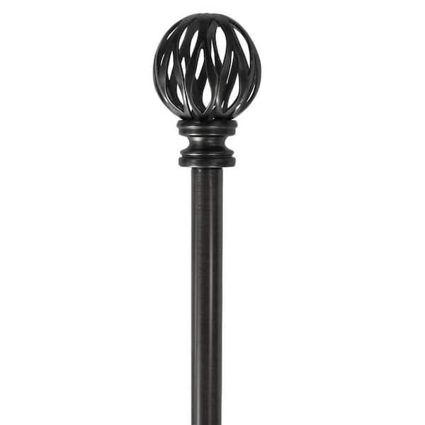 Home Decorators Collection 66 in. - 120 in. Telescoping 3/4 in. Single Curtain Rod Kit in Gun Metal with Bird Cage Finial