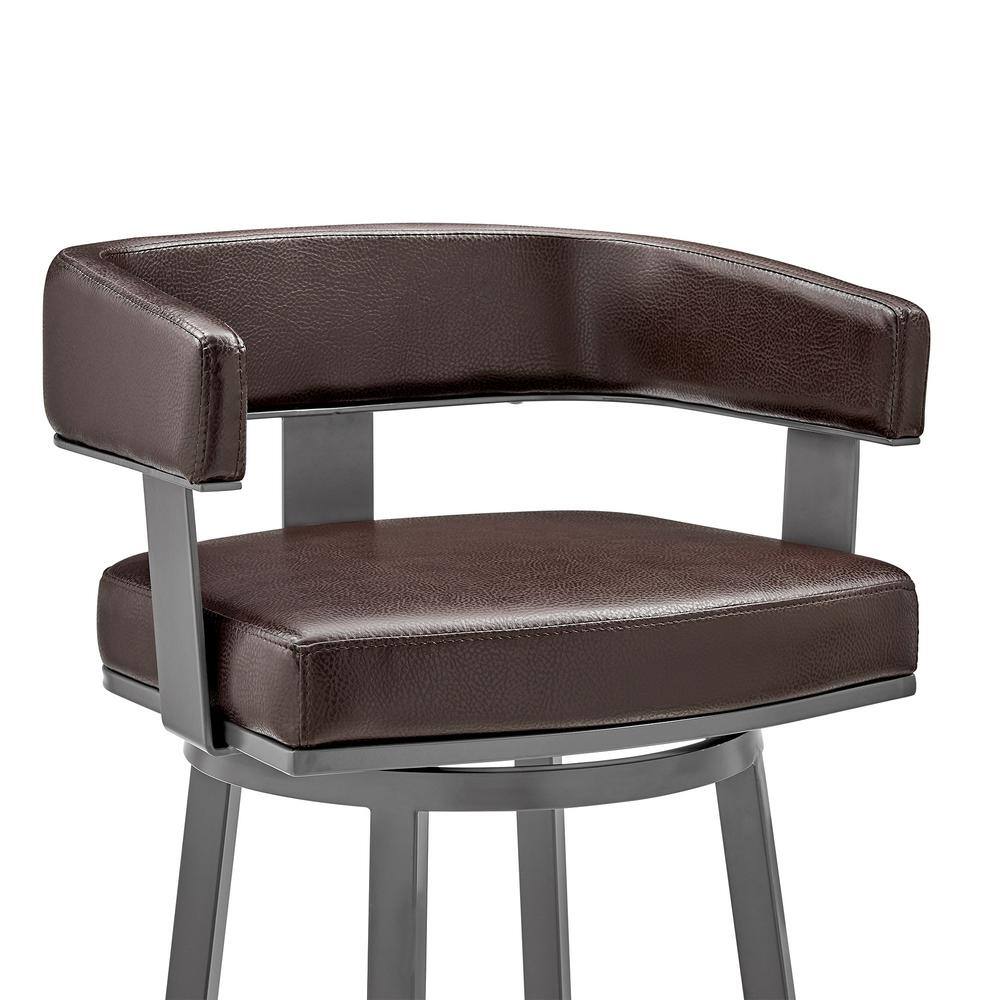 Java Brown 30" Swivel Bar Stool with Chocolate Faux Leather