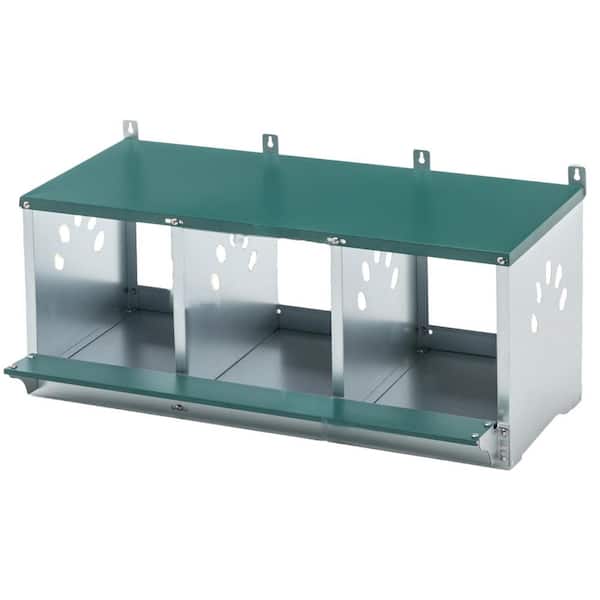 Outdoor Screen Panel, 3 Compartment Metal Nesting Boxes for Chicken, Galvanized Steel Nesting Boxes for Hens in Green