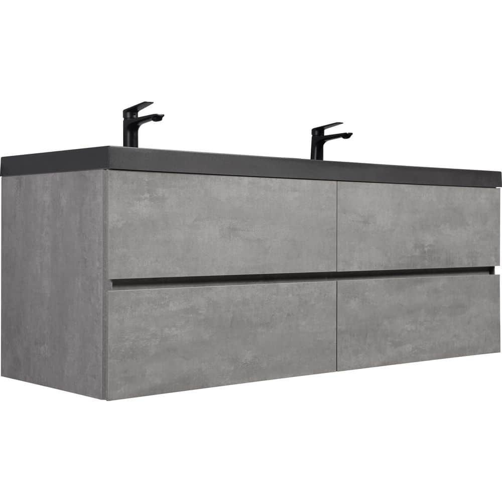 59.06 in. Double Sink Floating Gray Bath Vanity with White Quartz Top Assembled price history on PriceWatchPro