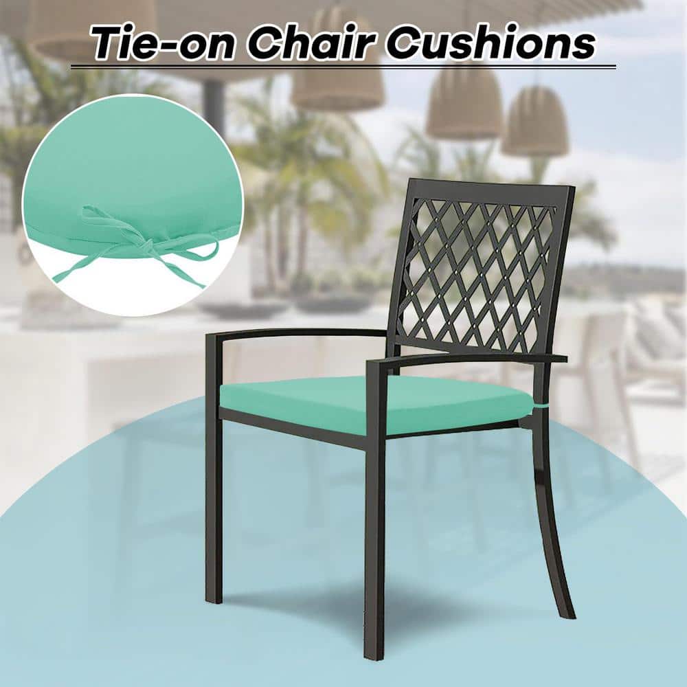 Blue Rectangular Foam Outdoor Chair Cushions Set of 4